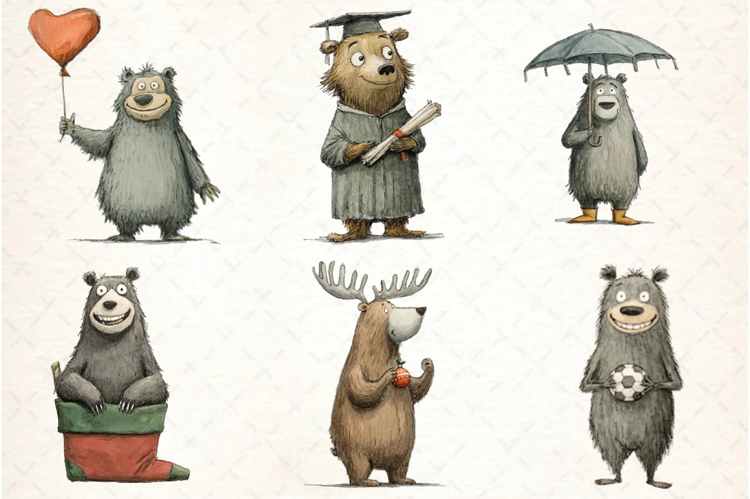 Quirky Funny Bear Clipart Bundle - CraftNest - Digital Crafting and Art