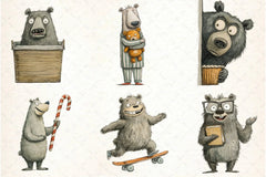 Quirky Funny Bear Clipart Bundle - CraftNest - Digital Crafting and Art