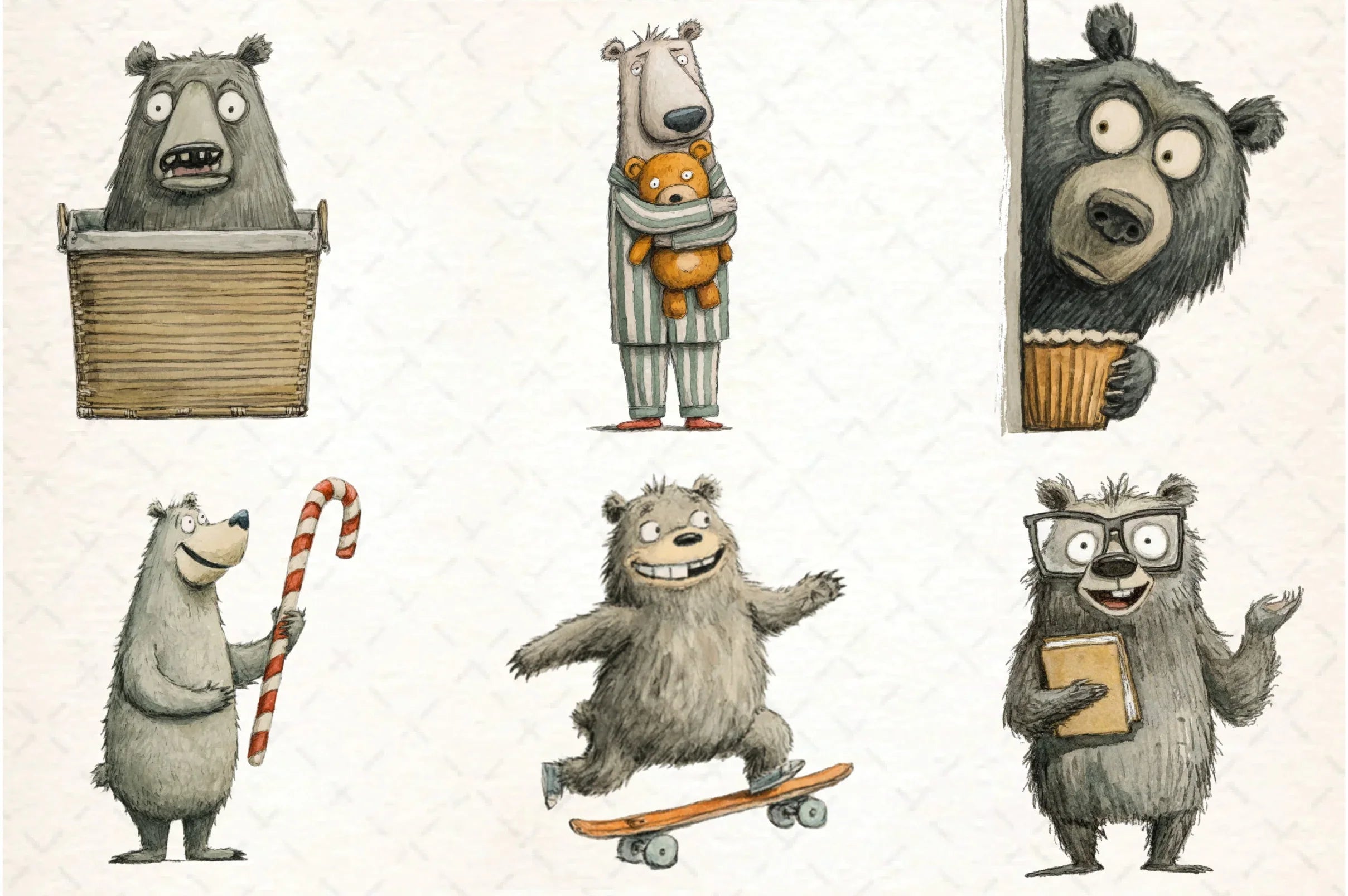 Quirky Funny Bear Clipart Bundle - CraftNest - Digital Crafting and Art