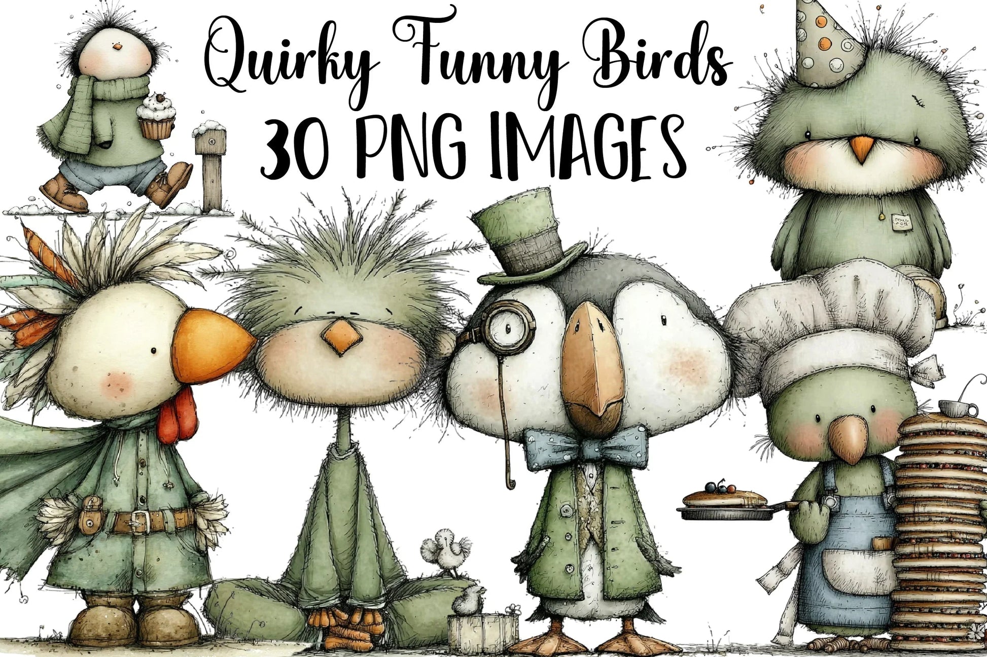 Quirky Funny Birds Clipart Bundle - CraftNest - Digital Crafting and Art