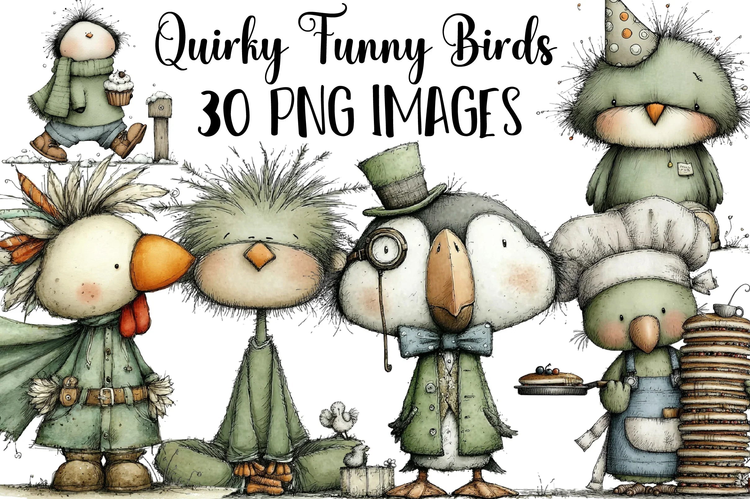 Quirky Funny Birds Clipart Bundle - CraftNest - Digital Crafting and Art