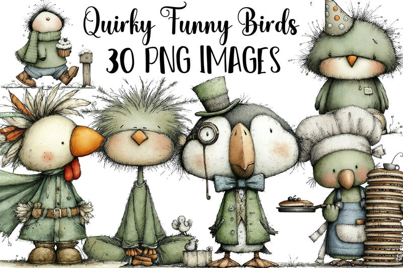 Quirky Funny Birds Clipart Bundle - CraftNest - Digital Crafting and Art
