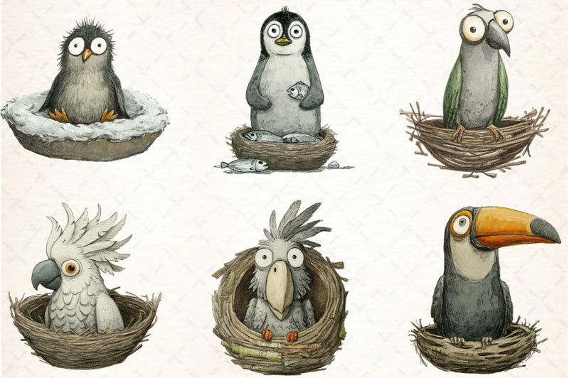 Quirky Funny Birds Clipart Bundle - CraftNest - Digital Crafting and Art