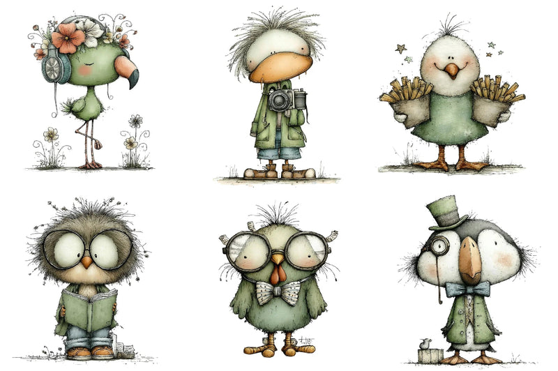 Quirky Funny Birds Clipart Bundle - CraftNest - Digital Crafting and Art