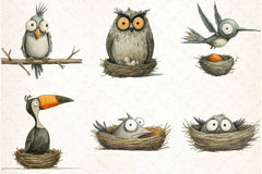 Quirky Funny Birds Clipart Bundle - CraftNest - Digital Crafting and Art