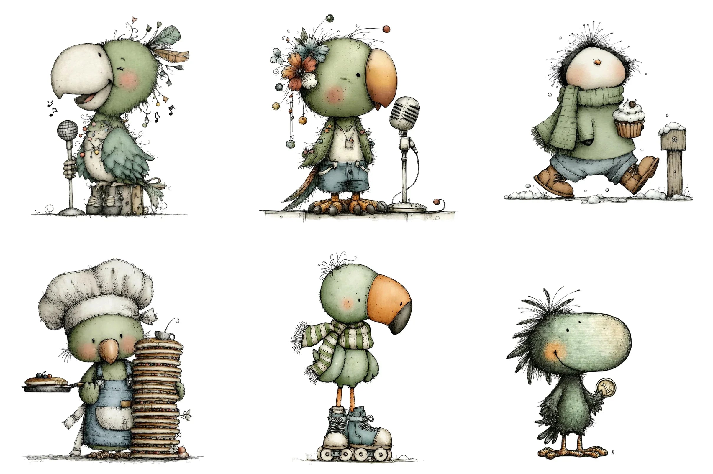 Quirky Funny Birds Clipart Bundle - CraftNest - Digital Crafting and Art