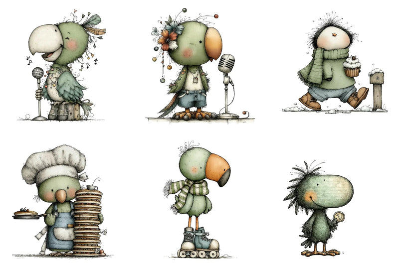 Quirky Funny Birds Clipart Bundle - CraftNest - Digital Crafting and Art