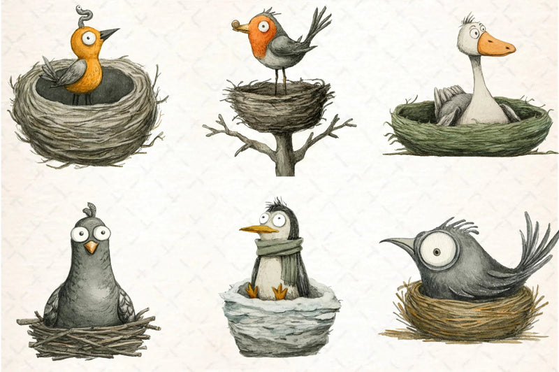 Quirky Funny Birds Clipart Bundle - CraftNest - Digital Crafting and Art