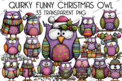 Quirky Funny Christmas Owl Clipart Bundle - CraftNest - Digital Crafting and Art