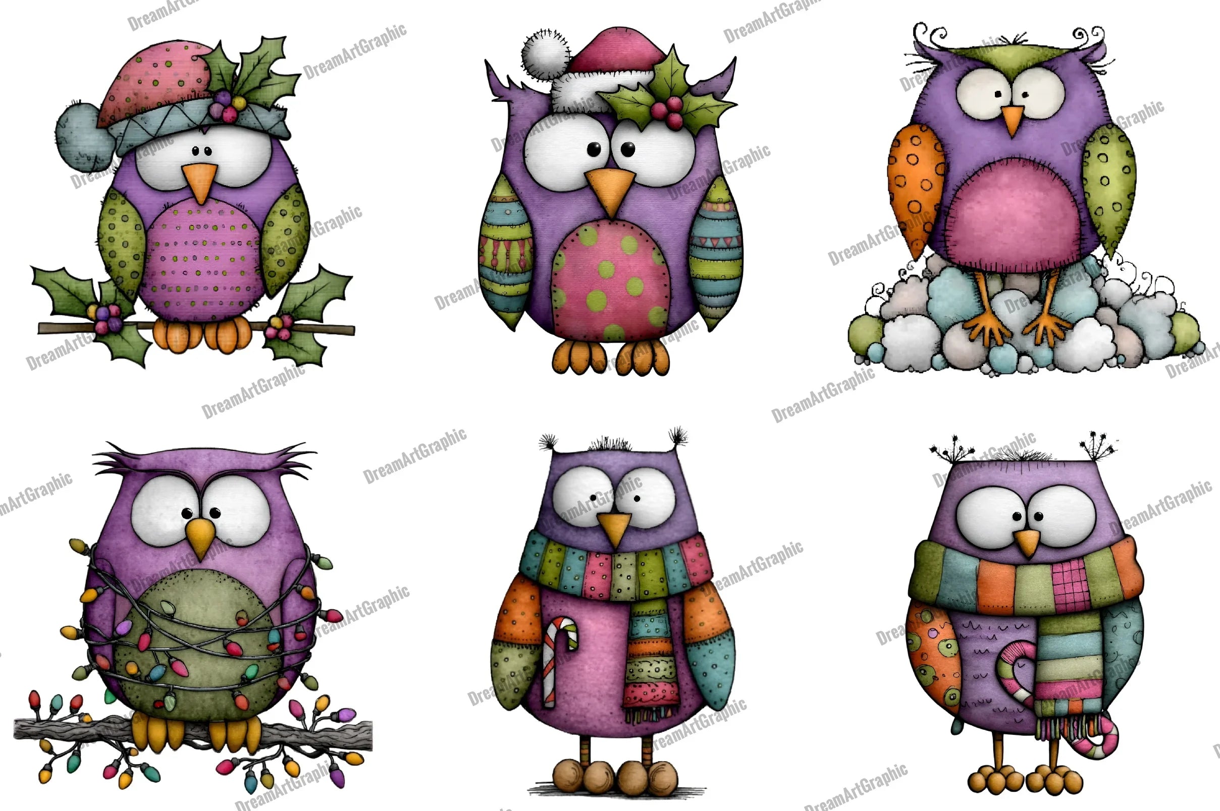 Quirky Funny Christmas Owl Clipart Bundle - CraftNest - Digital Crafting and Art