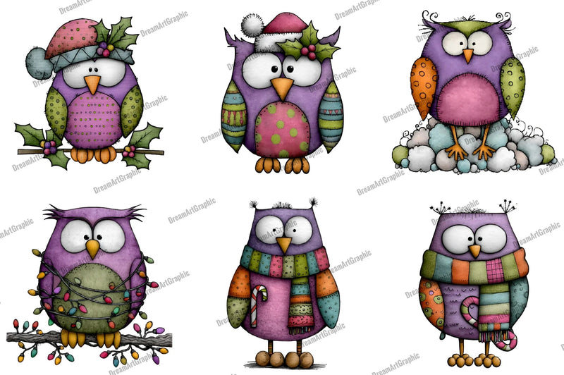 Quirky Funny Christmas Owl Clipart Bundle - CraftNest - Digital Crafting and Art