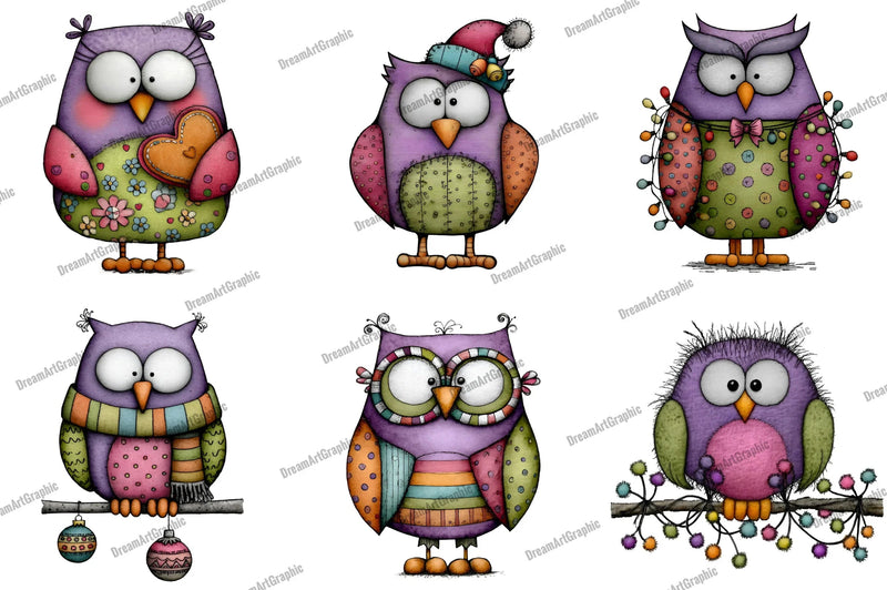 Quirky Funny Christmas Owl Clipart Bundle - CraftNest - Digital Crafting and Art