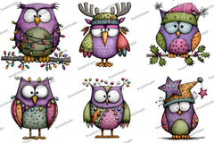 Quirky Funny Christmas Owl Clipart Bundle - CraftNest - Digital Crafting and Art
