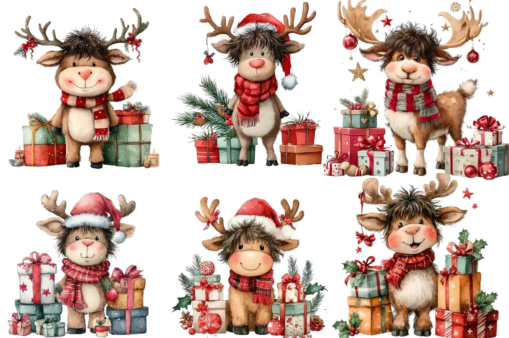 Quirky Funny Christmas Reindeer Clipart Bundle - CraftNest - Digital Crafting and Art