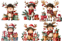 Quirky Funny Christmas Reindeer Clipart Bundle - CraftNest - Digital Crafting and Art