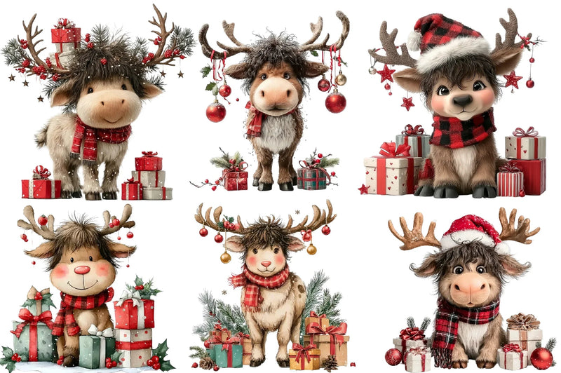 Quirky Funny Christmas Reindeer Clipart Bundle - CraftNest - Digital Crafting and Art