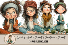 Quirky Girl Christmas Clipart Bundle - CraftNest - Digital Crafting and Art