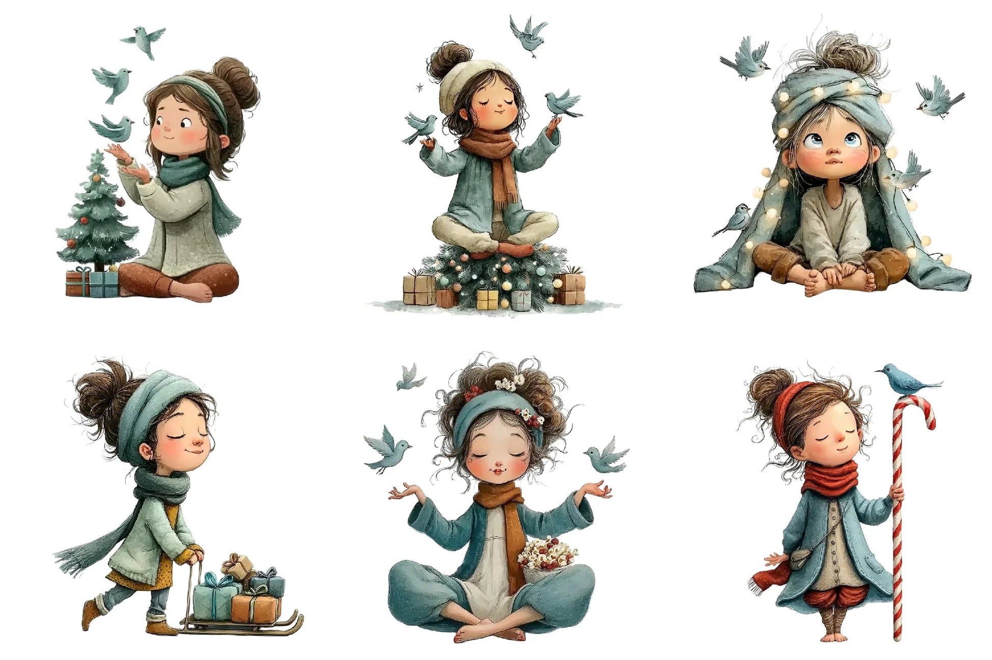 Quirky Girl Christmas Clipart Bundle - CraftNest - Digital Crafting and Art