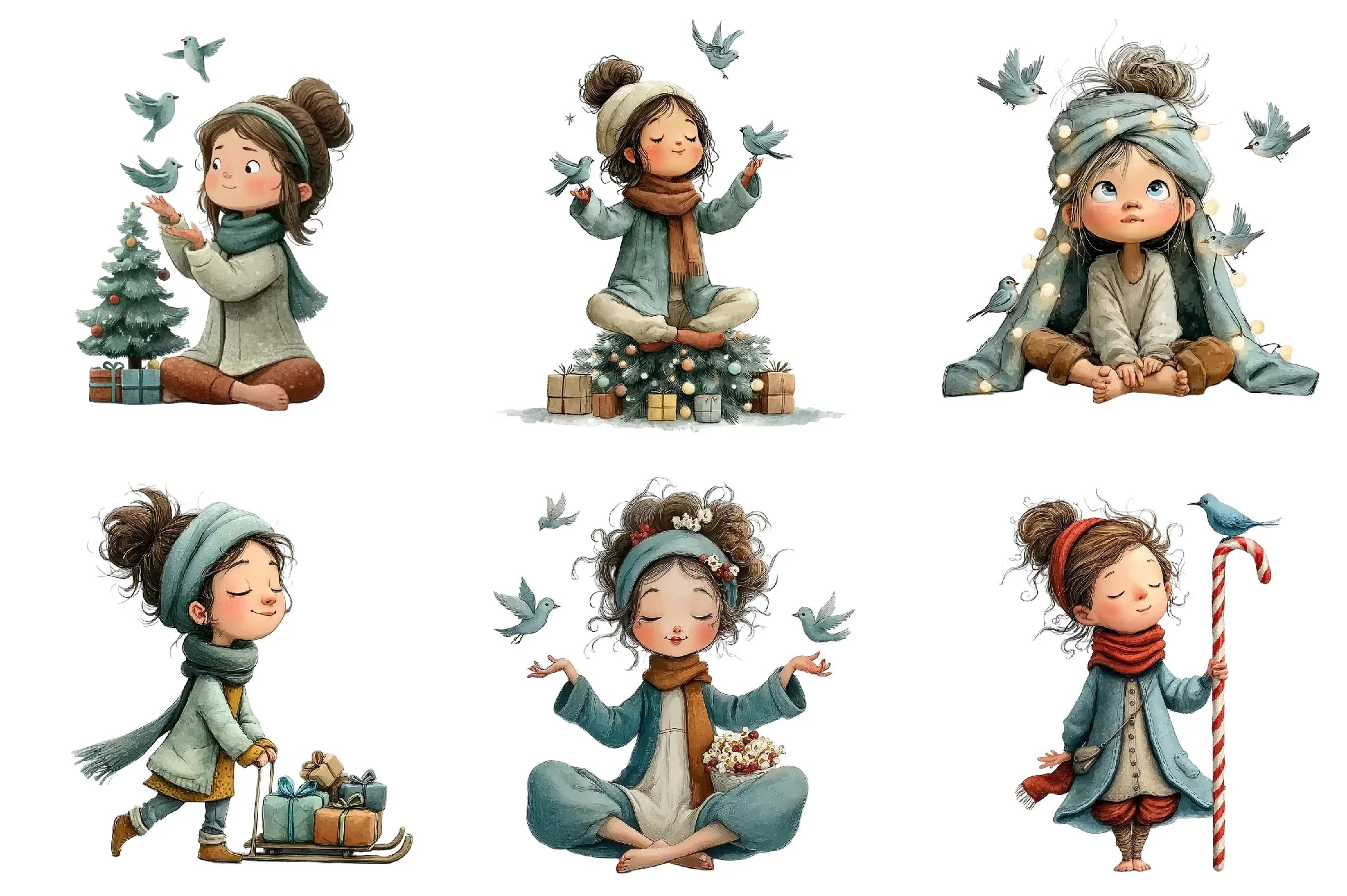 Quirky Girl Christmas Clipart Bundle - CraftNest - Digital Crafting and Art