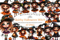 Quirky Halloween Witch Clipart Bundle - CraftNest - Digital Crafting and Art