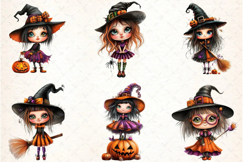 Quirky Halloween Witch Clipart Bundle - CraftNest - Digital Crafting and Art