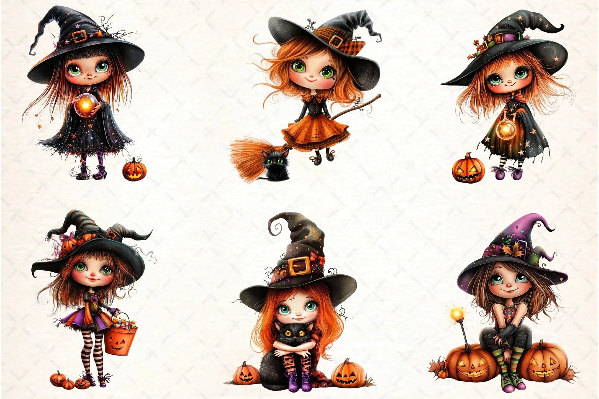 Quirky Halloween Witch Clipart Bundle - CraftNest - Digital Crafting and Art