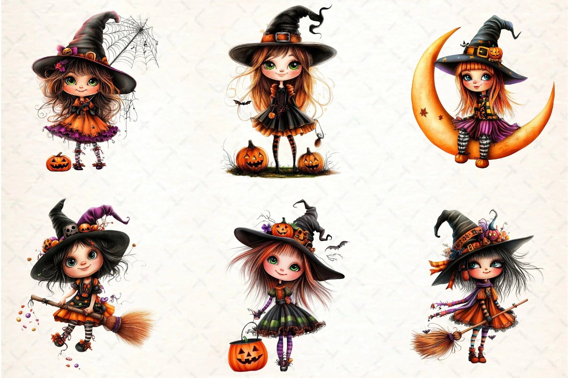 Quirky Halloween Witch Clipart Bundle - CraftNest - Digital Crafting and Art