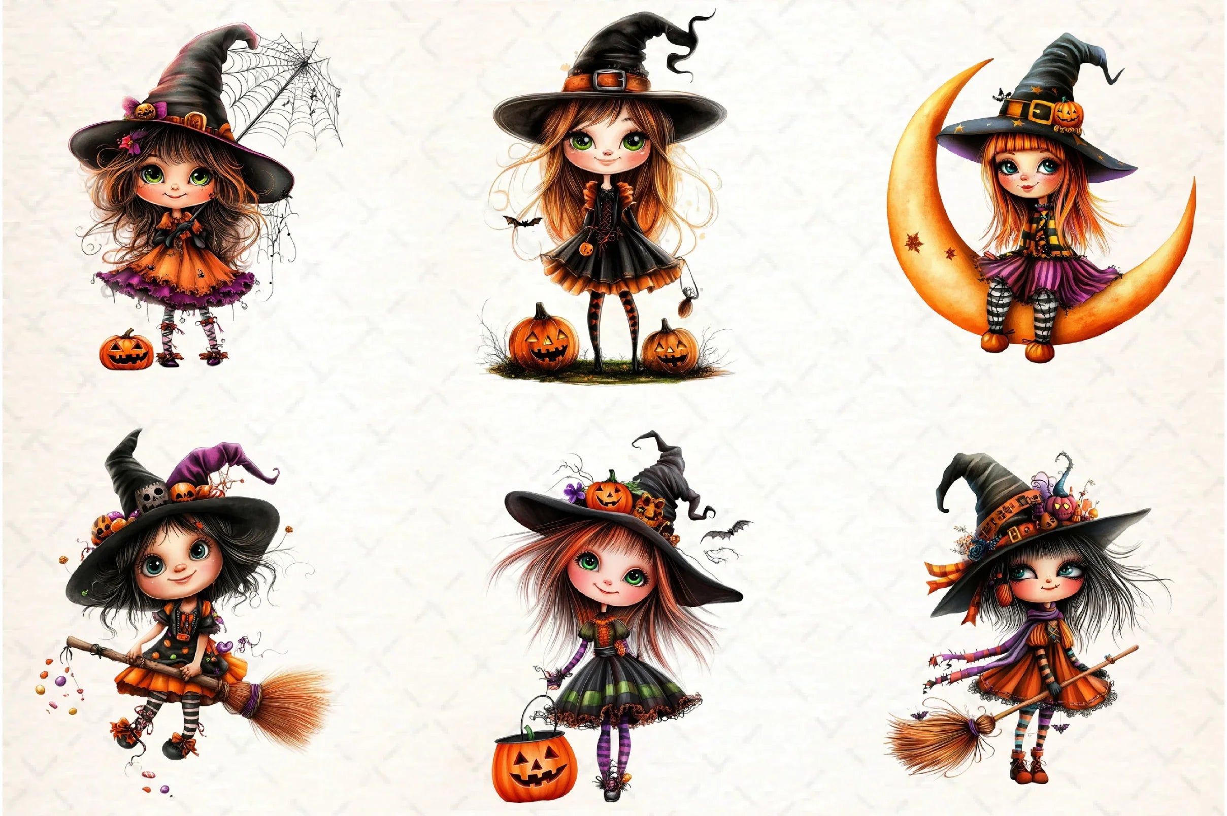 Quirky Halloween Witch Clipart Bundle - CraftNest - Digital Crafting and Art