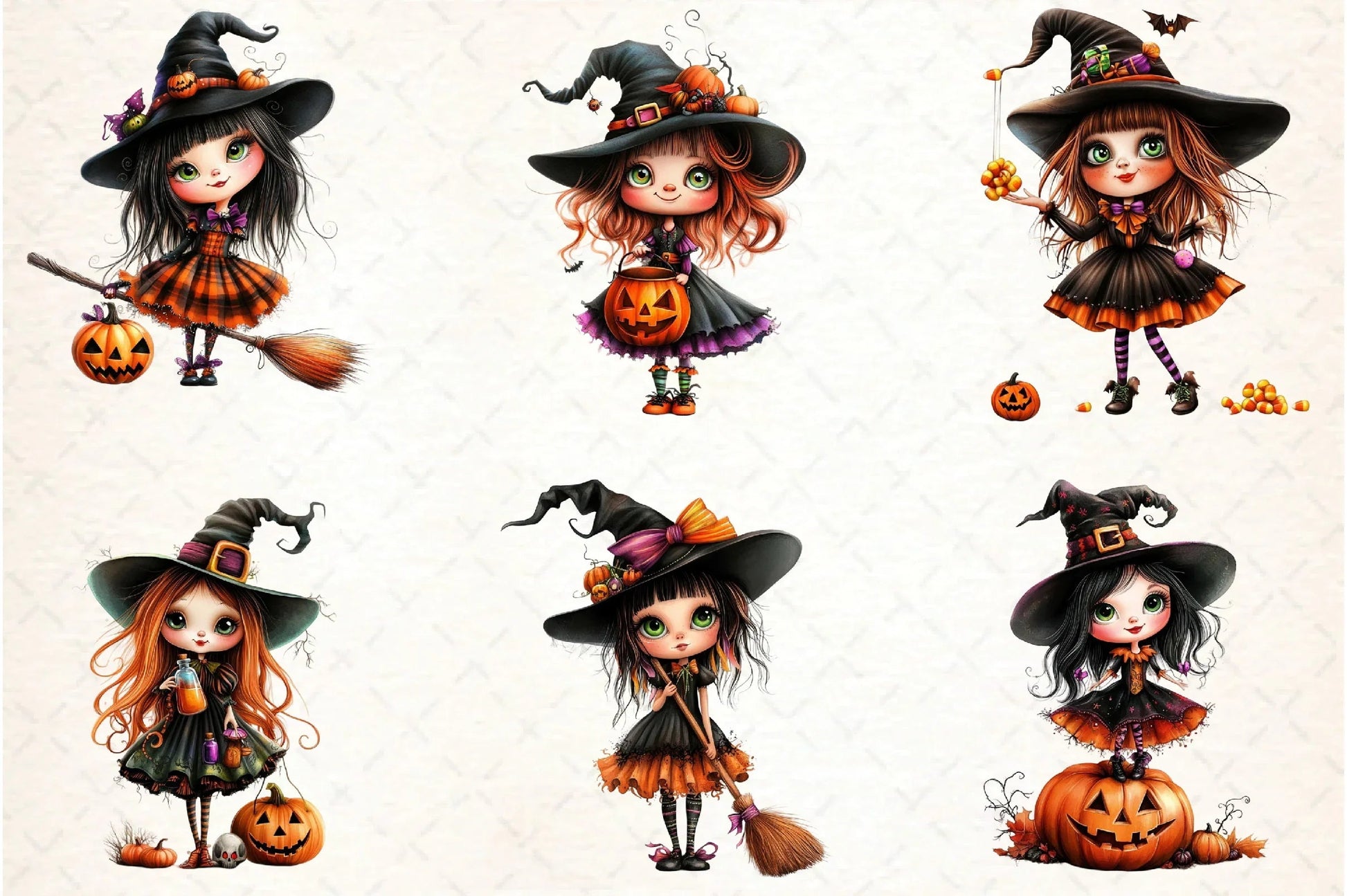 Quirky Halloween Witch Clipart Bundle - CraftNest - Digital Crafting and Art