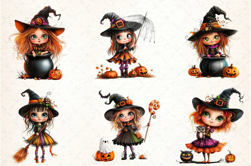 Quirky Halloween Witch Clipart Bundle - CraftNest - Digital Crafting and Art