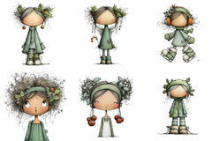 Quirky Holly Girl Clipart Bundle - CraftNest - Digital Crafting and Art