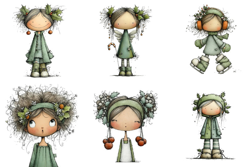 Quirky Holly Girl Clipart Bundle - CraftNest - Digital Crafting and Art