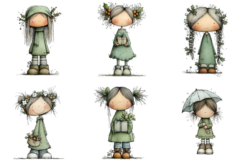 Quirky Holly Girl Clipart Bundle - CraftNest - Digital Crafting and Art