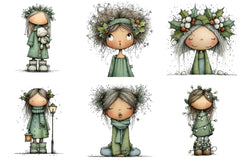 Quirky Holly Girl Clipart Bundle - CraftNest - Digital Crafting and Art