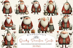 Quirky Primitive Santa Clipart Bundle - CraftNest - Digital Crafting and Art