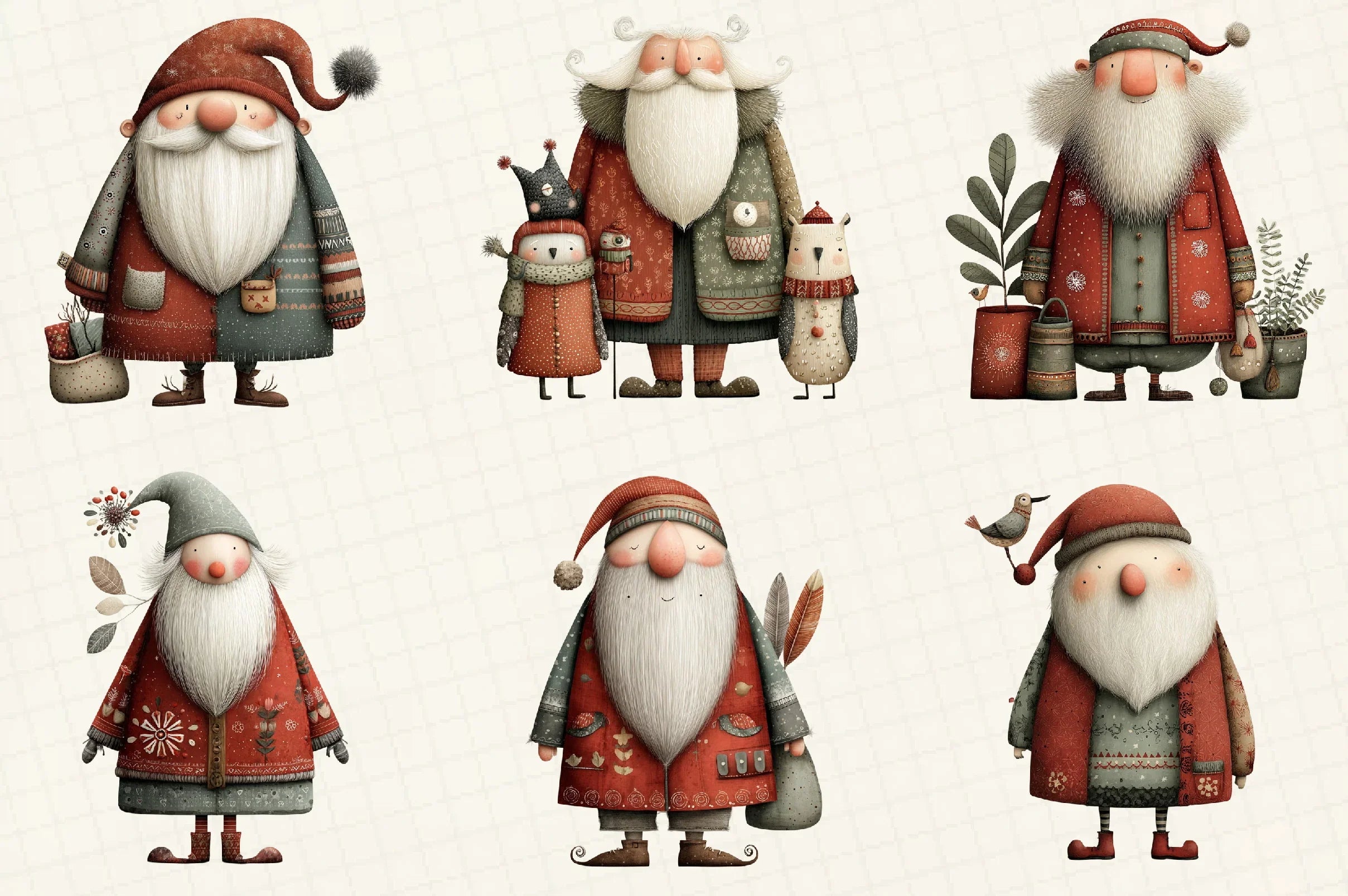 Quirky Primitive Santa Clipart Bundle - CraftNest - Digital Crafting and Art