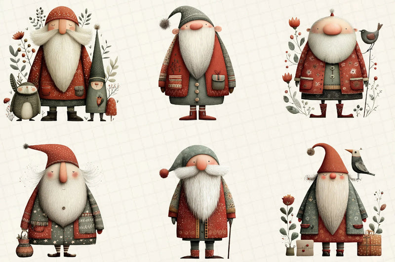 Quirky Primitive Santa Clipart Bundle - CraftNest - Digital Crafting and Art