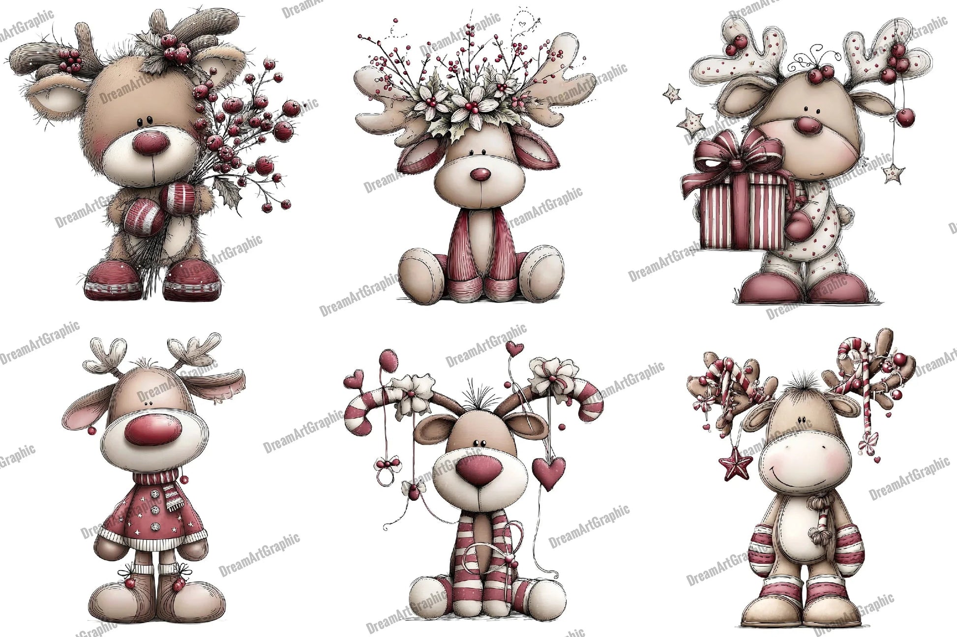Quirky Reindeer Clipart Bundle - CraftNest - Digital Crafting and Art