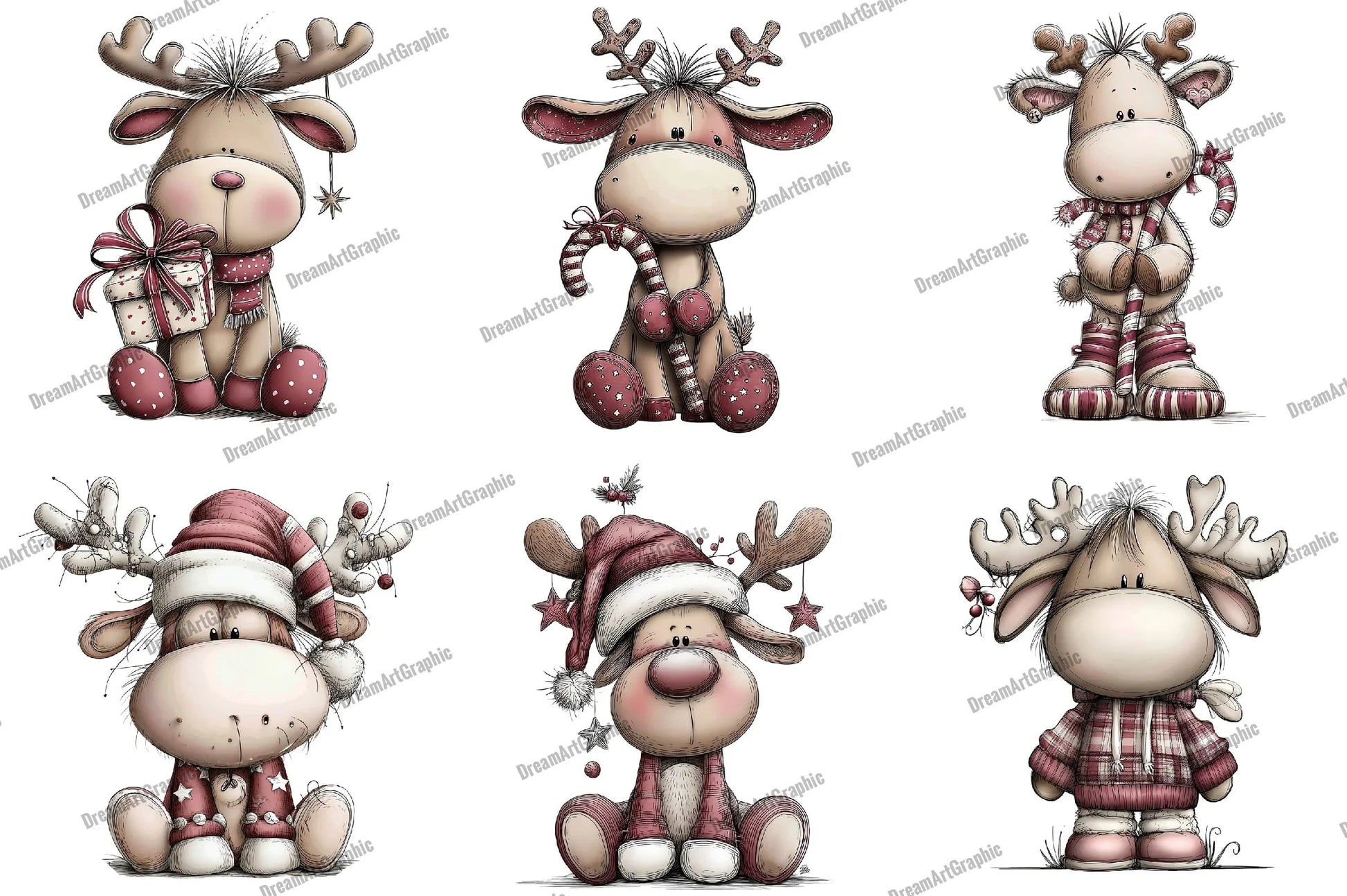Quirky Reindeer Clipart Bundle - CraftNest - Digital Crafting and Art