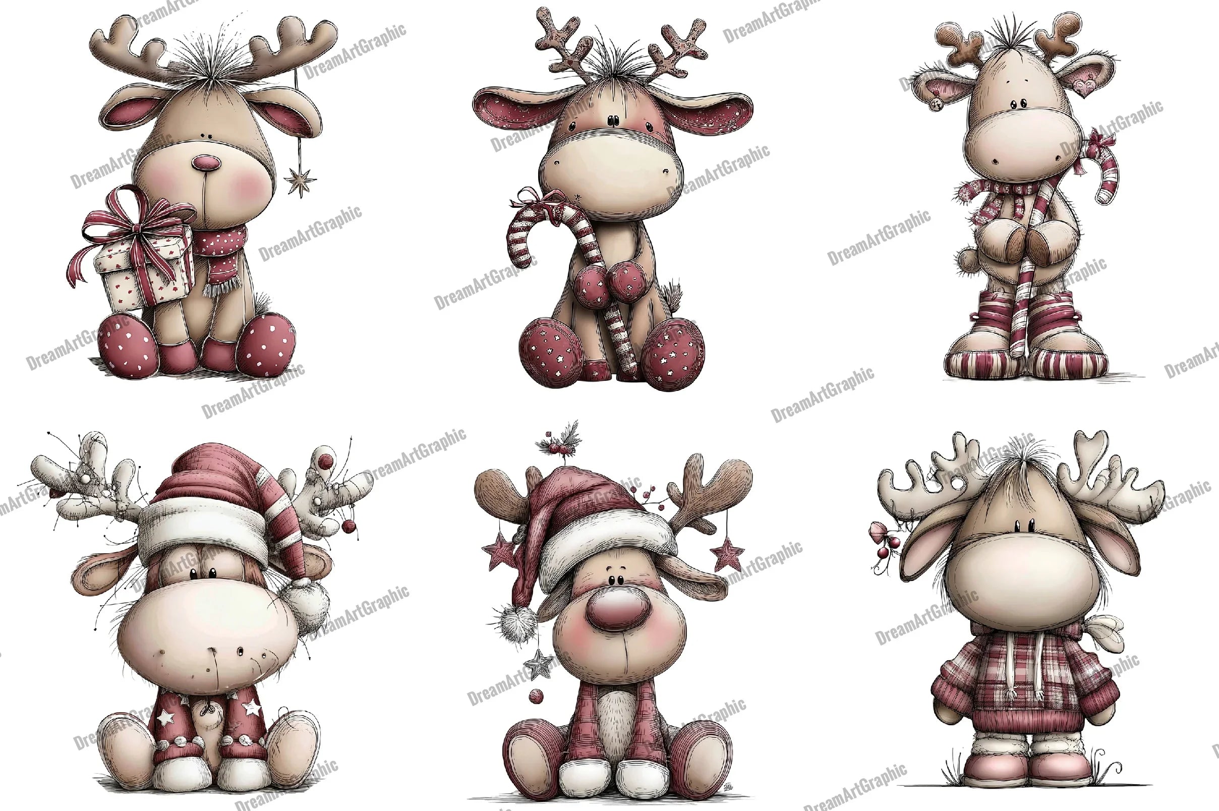 Quirky Reindeer Clipart Bundle - CraftNest - Digital Crafting and Art