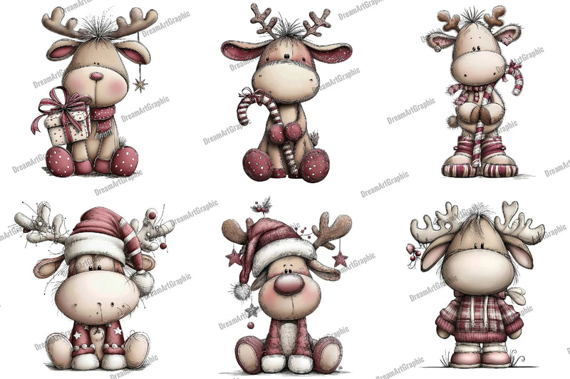 Quirky Reindeer Clipart Bundle - CraftNest - Digital Crafting and Art
