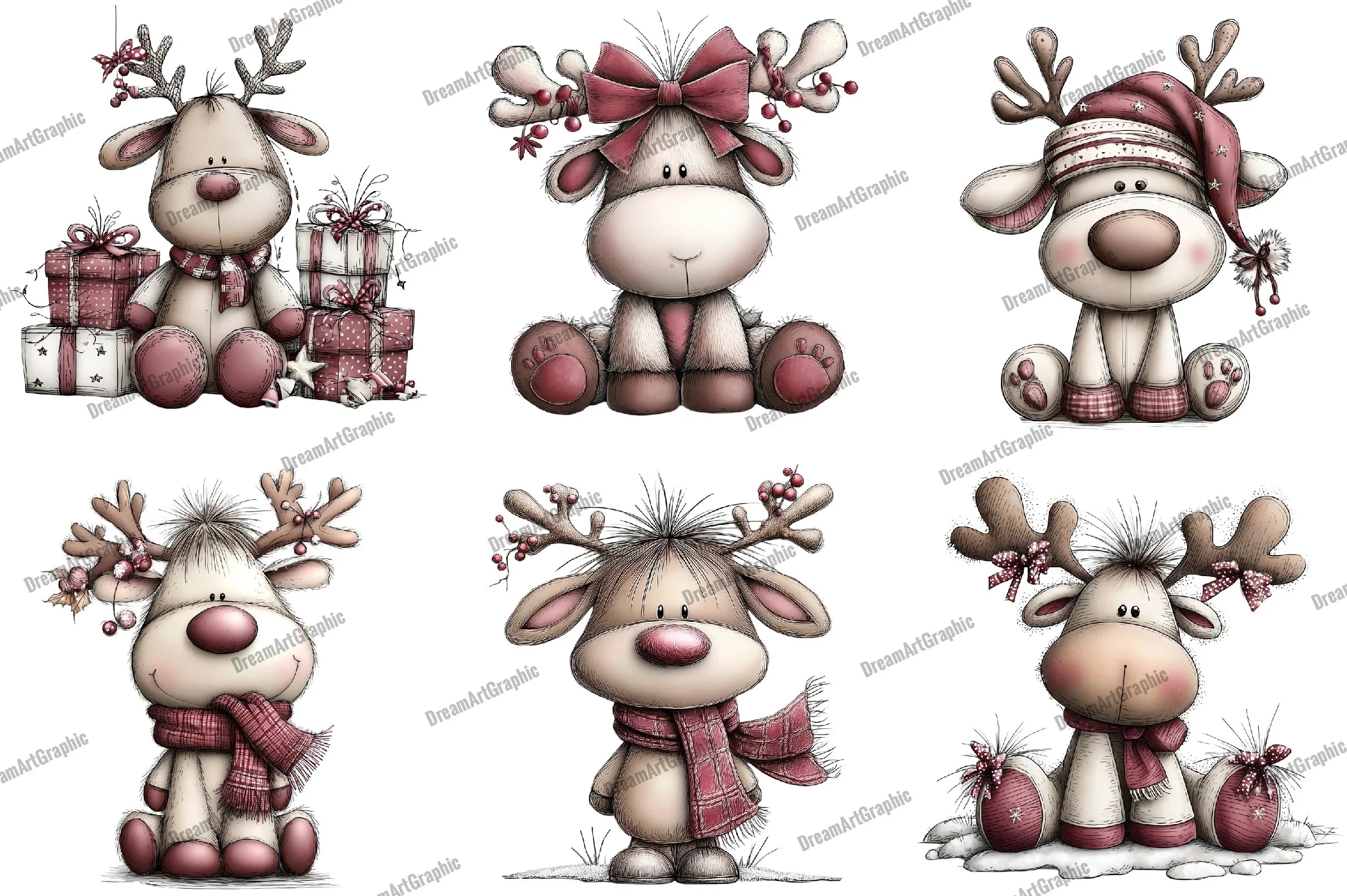 Quirky Reindeer Clipart Bundle - CraftNest - Digital Crafting and Art