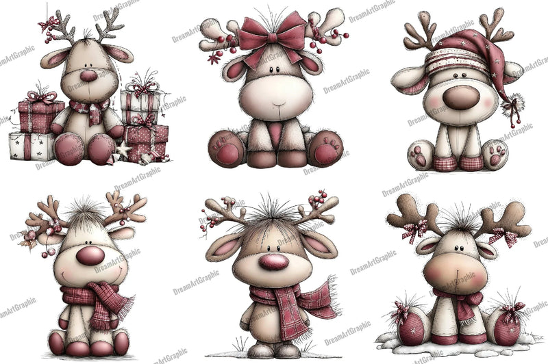 Quirky Reindeer Clipart Bundle - CraftNest - Digital Crafting and Art