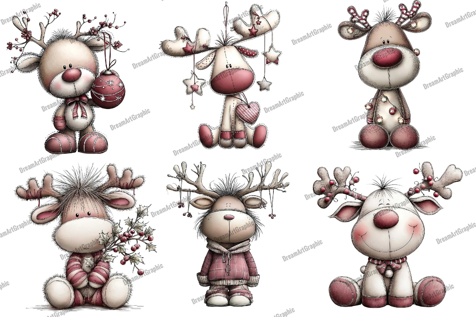 Quirky Reindeer Clipart Bundle - CraftNest - Digital Crafting and Art