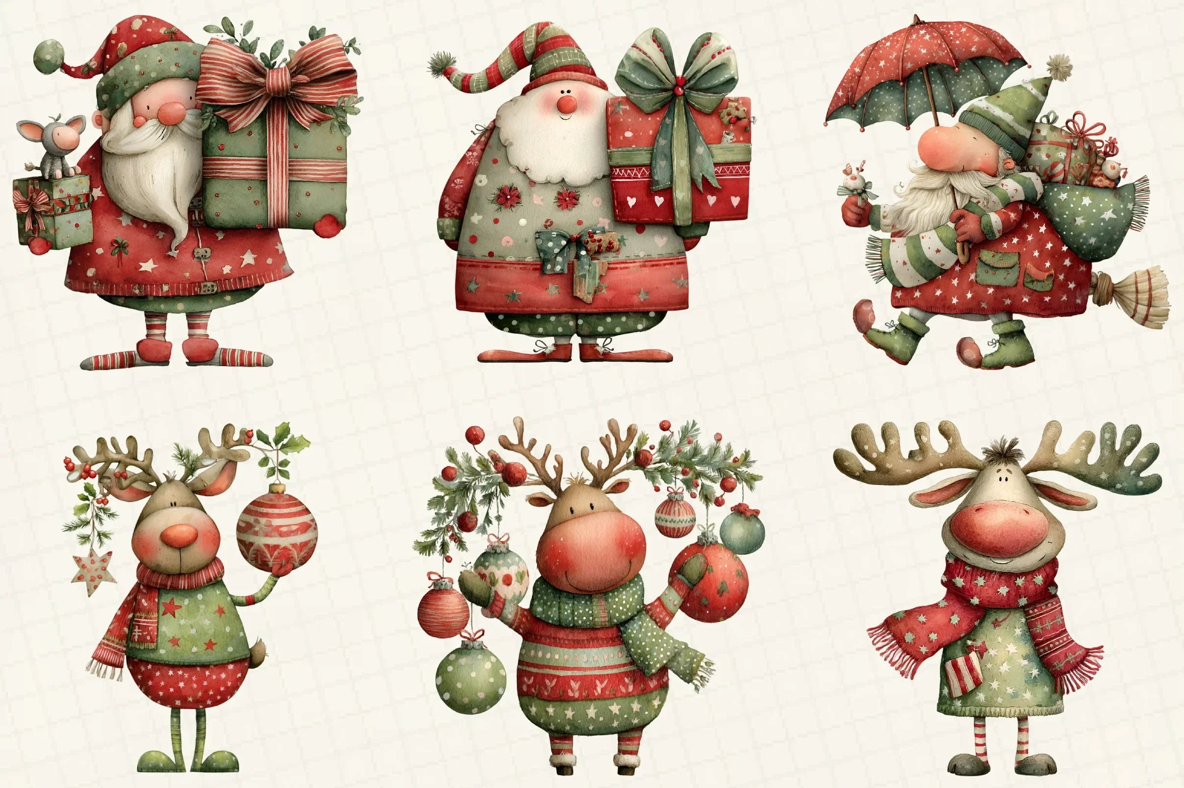 Quirky Santa & Reindeer Clipart Bundle - CraftNest - Digital Crafting and Art