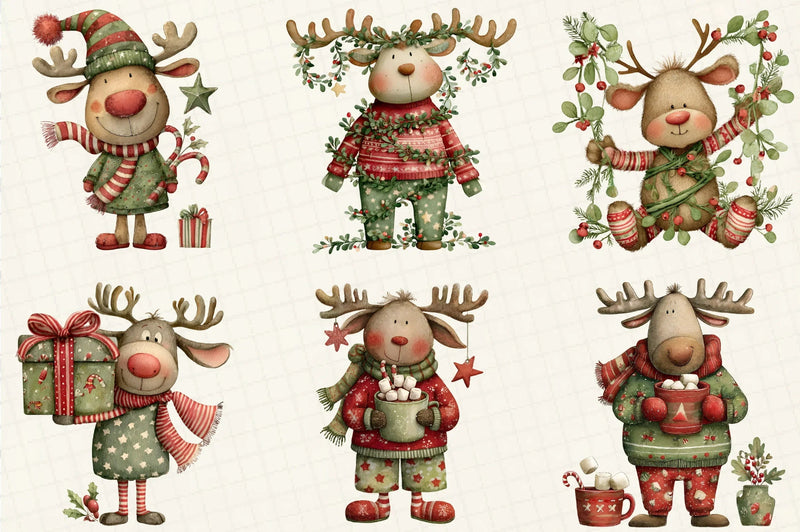 Quirky Santa & Reindeer Clipart Bundle - CraftNest - Digital Crafting and Art