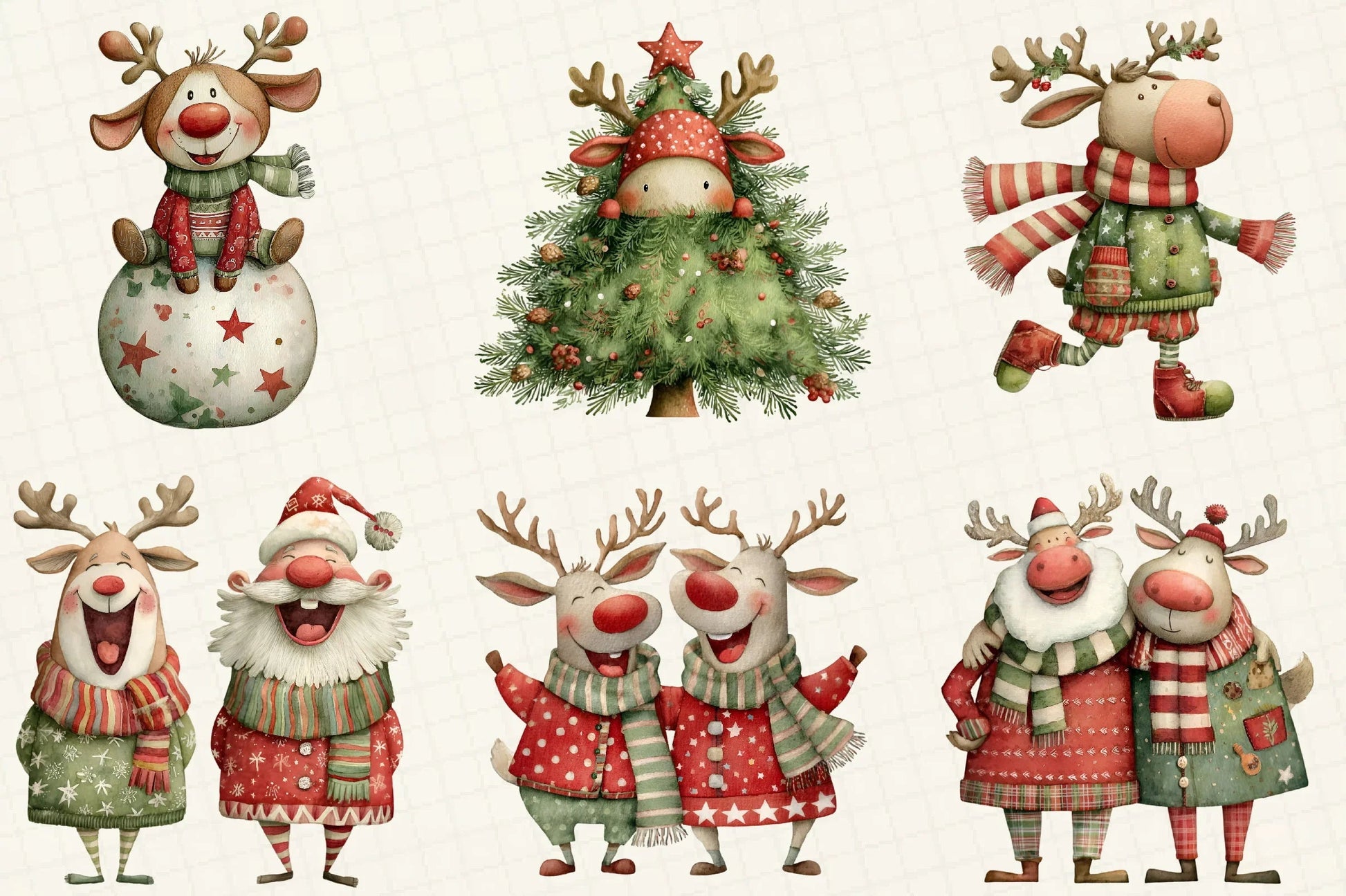 Quirky Santa & Reindeer Clipart Bundle - CraftNest - Digital Crafting and Art
