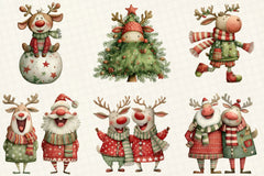 Quirky Santa & Reindeer Clipart Bundle - CraftNest - Digital Crafting and Art