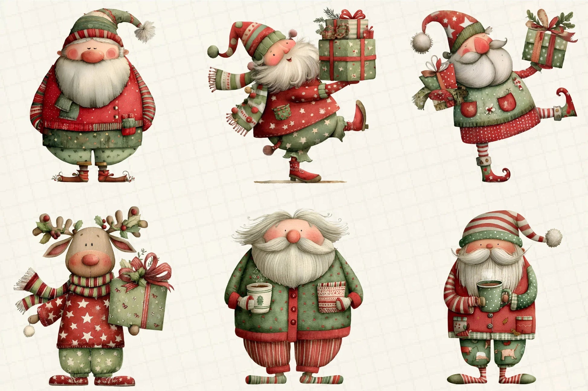 Quirky Santa & Reindeer Clipart Bundle - CraftNest - Digital Crafting and Art