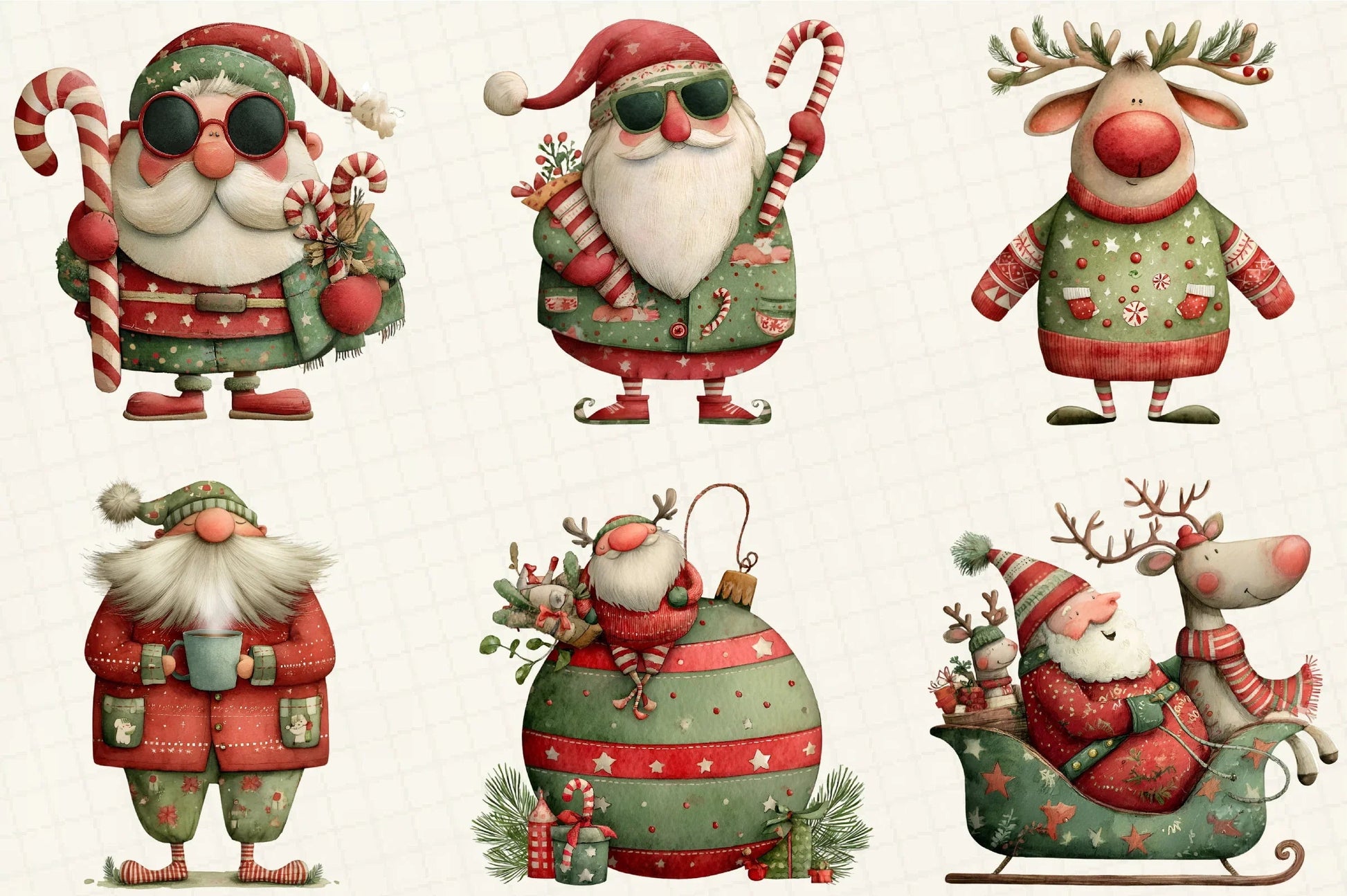 Quirky Santa & Reindeer Clipart Bundle - CraftNest - Digital Crafting and Art